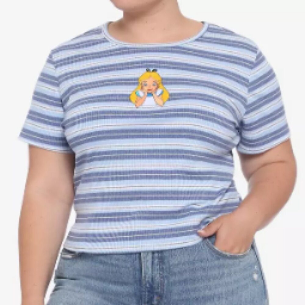 Disney Alice In Wonderland Stripe Ribbed Girls Baby T-Shirt Plus Size